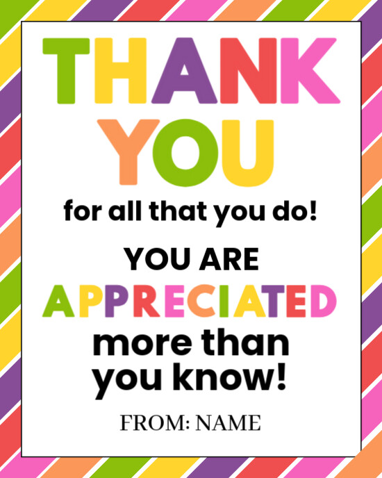 Copy of White Typographic Thank You For All You Do Instagram Portrait ...