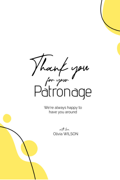 White Typographic Thank You For Your Patronage Poster Template ...