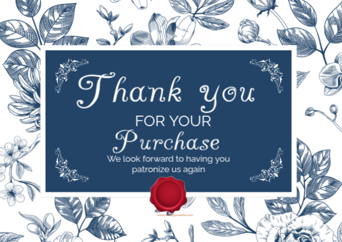 White Typographic Thank You For Your Purchase Cards Postcard Template ...