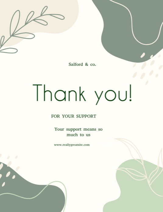 White Typographic Thank You For Your Support Flyer (us Letter) Templat ...