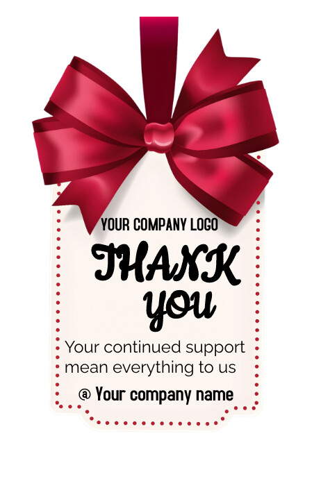 Copy of White Typographic Thank You Tag Poster | PosterMyWall