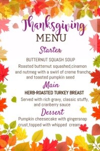 สีขาว Thanksgiving Menu Gráfico de Tumblr Template