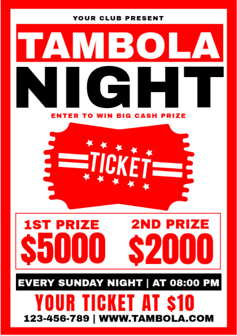 White Typographic Ticket A4 template