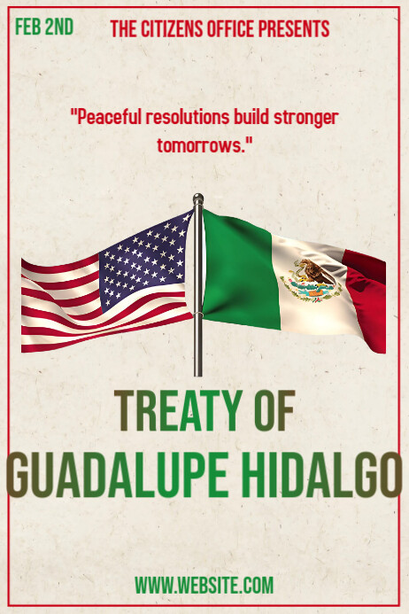White Typographic Treaty Of Guadalupe Hidalgo. Poster Template ...