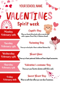 White Typographic Valentine's Spirit Week A6 template