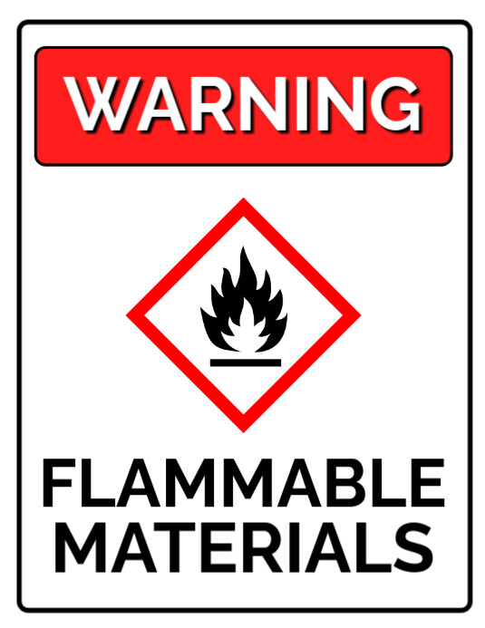 White Typographic Warning Flammable Material Caution Warning Posts Flyer (us Letter) template