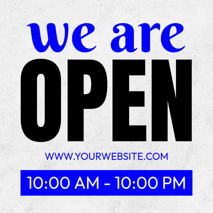 White Typographic We Are Open Instagram Post template