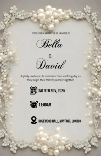White Typographic Wedding Invitation Card Tabloid template