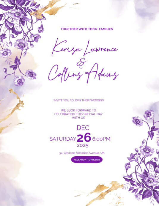 White Typographic Wedding Invitation Templates  Flyer (us Letter)