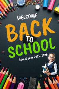 White Typographic Welcome Back  To School Poster template