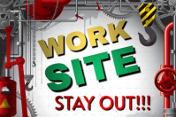 White Typographic Work Site Safety Warning Poster - Stay Out Sign Banner 4' × 6' template