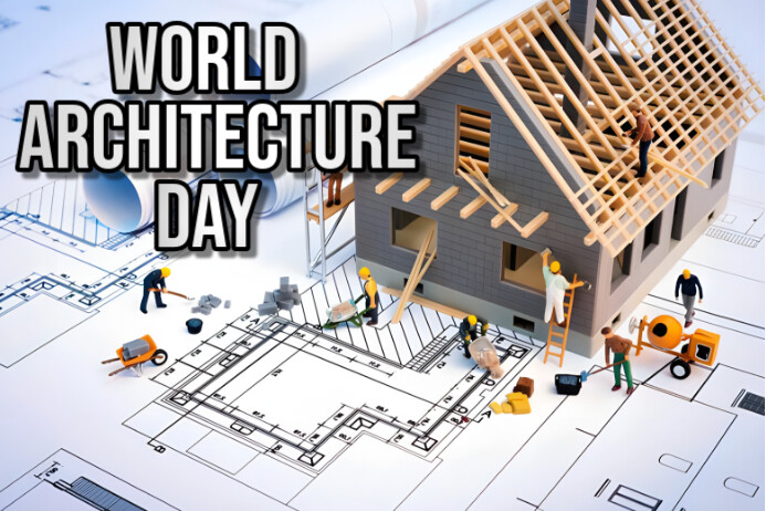 White Typographic World Architecture Day  Poster template