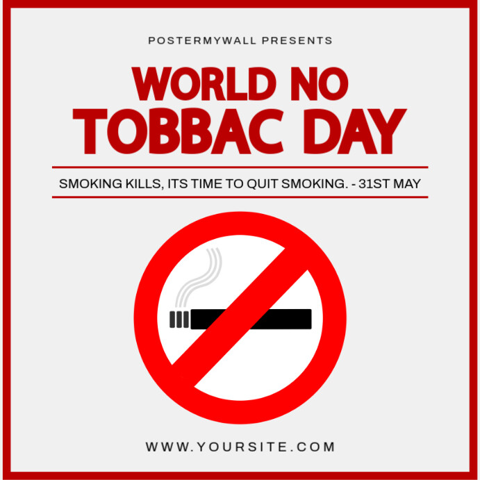 White Typographic World No Tobacco Day  Instagram Post template
