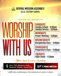 White Typographic Worship With Us Sunday Service Template  Instagram Portrait