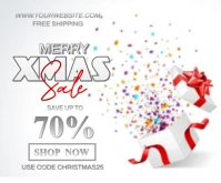 White Typographic Xmas Sale  Medium Rectangle Umugqa Ophakathi template