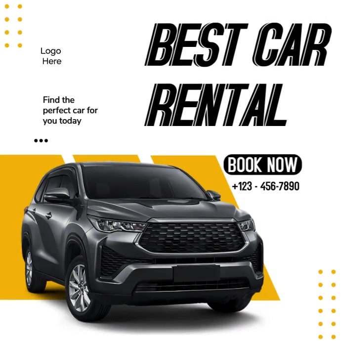 Copy of White Typographic Yellow Black Modern Rental Car Animated ...