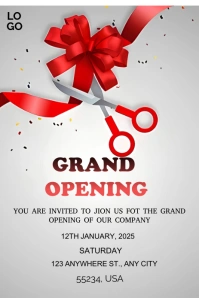 White Typography Grand Opening Pinterest Grap template