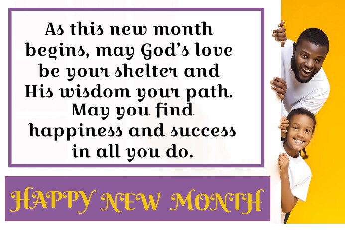 White Typography Happy New Month Label template