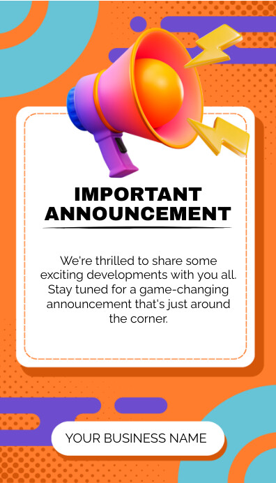 White Typography Important Announcement Notif Template | PosterMyWall