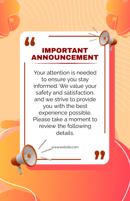 White Typography Important Announcement Notif Tabloid template