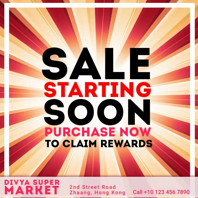 Plantilla de White Typography Sale Starting Soon Square (1 | PosterMyWall