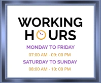 White Typography Working Hours Opening And Cl Medium Rectangle template