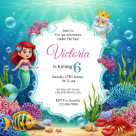 White Under the Sea Birthday Party Square template