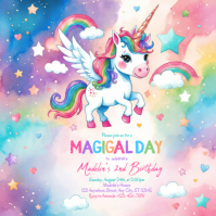 White Unicorn Birthday Party Instagram Post template