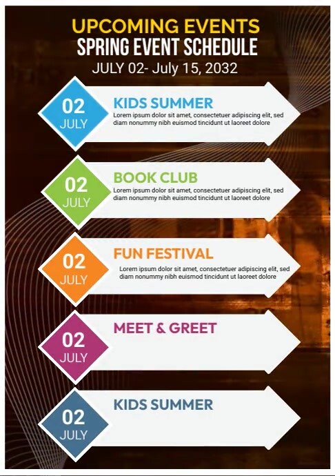 White Upcoming Events Schedule A4 Template | PosterMyWall
