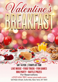 White Valentine's Breakfast Event A6 template