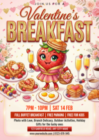 White Valentine's Breakfast Event A6 template