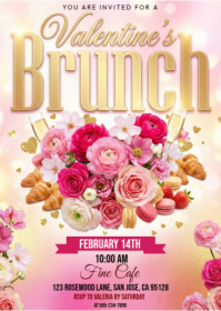 White Valentine's Brunch Invitation A6 template
