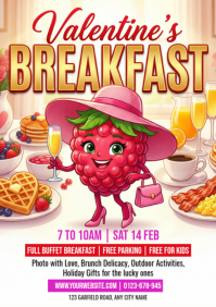 White Valentine's Day Breakfast Event A4 template
