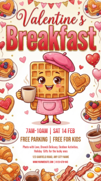 White Valentine's Day Breakfast Event Instagram Story template