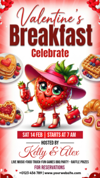 White Valentine's Day Breakfast Event Instagram Story template