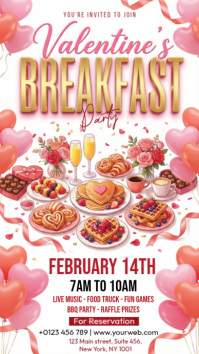 White Valentine's Day Breakfast Party Instagram Story template