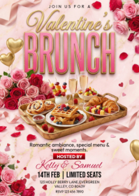 White Valentine's Day Brunch A6 template