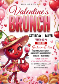 White Valentine's Day Brunch A6 template