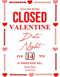 White Valentine's Day Closure Announcement Flyer template