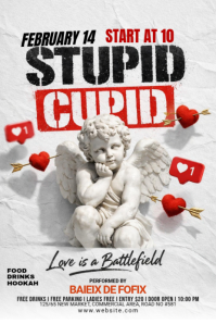 White Valentine's Day Event Pinterest Graphic template