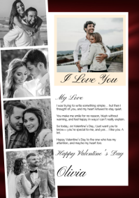 White Valentine's Day Love Letter A4 template