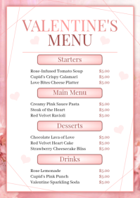 White Valentine's Day Menu A5 template