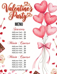 White Valentine's Day Menu Flyer Pamflet (Letter AS) template