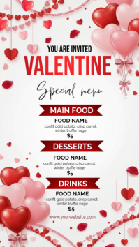 White Valentine's Day Menu Instagram Story template