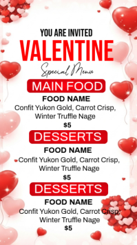White Valentine's Day Menu Instagram Story template