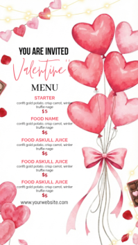 White Valentine's Day Menu Instagram Story Instagram-verhaal template
