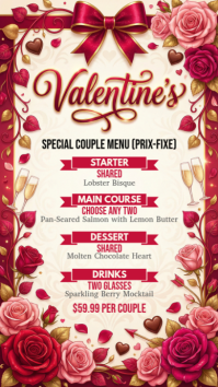 White Valentine's Day Menu Instagram Story template