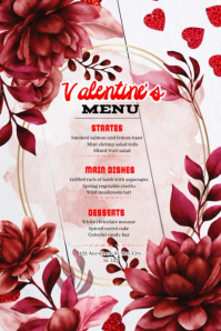 White Valentine's Day Menu Poster Video Affiche template
