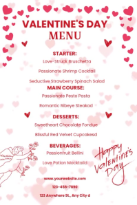 White Valentine's Day Menu Poster Video Póster template