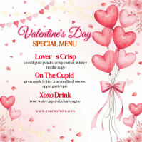 White Valentine's Day Menu Square Quadrato (1:1) template